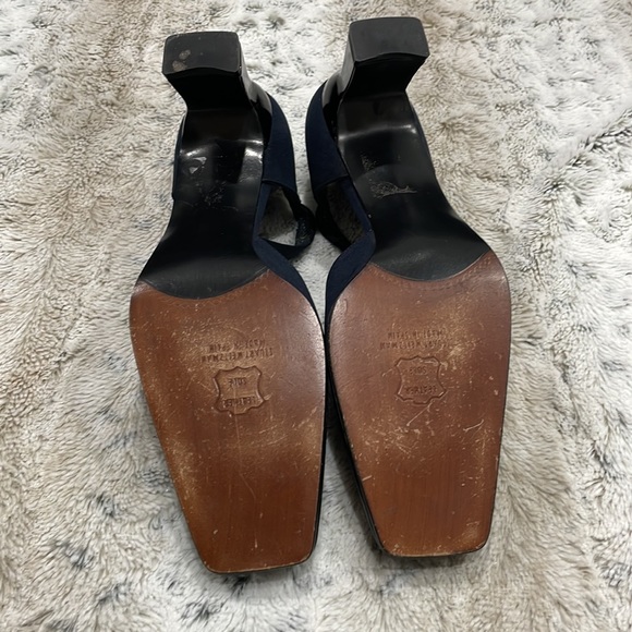 [8.5] Vintage Stuart Weitzman Square Toe Ankle Strap Heel | in Rich Navy Blue - Picture 12 of 13